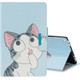 For Amazon  Kindle Fire HD10 Colored Drawing Pattern Horizontal Flip Leather Case with Holder & Card Slot & Wallet(Cat)