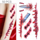 S-045 50 PCS Halloween Terror Wound Realistic Blood Injury Scar Temporary Tattoo Sticker