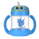 Baby PP Straw Cup Cartoon Children Plastic Drinking Cup Infant Training Cup With Handle, Capacity:240ml(Blue)