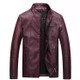 Men Slim-fit Washed PU Leather Jacket (Color:Red Size:XL)