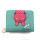 Women Cute Cat Wallet Small Zipper Girl Wallet Coin Purse(Green)