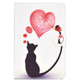 Colored Pattern Drawing Horizontal Flip PU Leather Case with Three-folding Holder for 10 inch Tablet PC(Love cats)