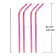 5 PCS Reusable Stainless Steel Bent Drinking Straw + Cleaner Brush Set Kit, 215*6mm(Colour)