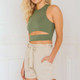 Sexy Dew Navel Fashion Vest (Color:Army Green Size:S)