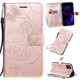 Pressed Printing Butterfly Pattern Horizontal Flip PU Leather Case with Holder & Card Slots & Wallet & Lanyard For iPhone 11(Rose Gold)