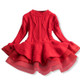 Winter Girls Knit Long Sleeve Sweater Organza Dress Evening Dress, Size:140cm(Red)