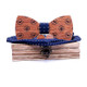 3 in 1 Cute Dog Pattern Wooden Bow Tie + Cufflinks + Square Scarf Set(T223-C6 Navy)