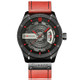 CURREN M8301 Men Military Sports Watch Quartz Date Clock Leather Wristwatch(black case red)