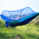 Portable Outdoor Camping Full-automatic Nylon Parachute Hammock with Mosquito Nets, Size : 290 x 140cm (Dark Blue + Baby Blue)