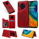 For Huawei Mate30 Pro Cat Tree Embossing Pattern Shockproof Protective Case with Card Slots & Photo Frame(Red)