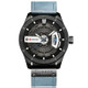 CURREN M8301 Men Military Sports Watch Quartz Date Clock Leather Wristwatch(black case blue)