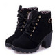 Fashion Square High Heels Solid Color Sneakers Women Snow Boots, Shoe Size:39(Black)