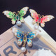 2 PCS Natural Freshwater Pearl  Enamel Butterfly Brooch(Green)