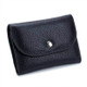 Short Mini Slim Top-grain Leather Wallet Card Bag Zip Coin Pocket(Black)