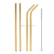 4 PCS Reusable Stainless Steel Drinking Straw + Cleaner Brush Set Kit, 266*6mm(Gold)