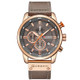 CURREN M8291 Chronograph Watches Casual Leather Watch for Men(Rose case gray face)