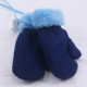 Winter Solid Color Label Knitted Plus Velvet Warm Mittens Children Gloves with Lanyard, Size:13 x 6cm(Blue)