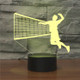Playing Volleyball Shape 3D Colorful LED Vision Light Table Lamp, USB Touch Version