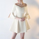 Summer Short Off Shoulder Dress Birthday Party Carpet Dress, Size:M(Champagne)