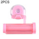 2 Pcs Creative Sucker Hangable Toothpaste Extruder with Sucker &Holder(Pink)