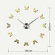 Bedroom Home Decoration Frameless Butterfly Shaped Large DIY Wall Sticker Mute Clock, Size: 100*100cm(Gold)