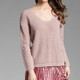 V-neck Pullover Personalized String Sexy Sweater, Size: M(Light Pink)