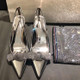 Rhinestone Pointed Head Stiletto Heels Sandals, Size:40(Silver)