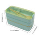 900ml 3 Layers Bento Box Lunch Box Food Container Wheat Straw Material Microwavable Dinnerware Lunchbox(Green)