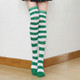 Children Color Striped Stockings Japanese Thigh Socks, Size:One Size(Green and White Wide Stripe)