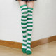 Children Color Striped Stockings Japanese Thigh Socks, Size:One Size(Green and White Wide Stripe)