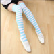 Children Color Striped Stockings Japanese Thigh Socks, Size:One Size(Blue and White Pinstripe)