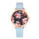 Lvpai P086Leather Strap Flower Dial Quartz Wrist Watch(Sky Blue+Rose Gold)