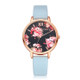 Lvpai P086Leather Strap Flower Dial Quartz Wrist Watch(Sky Blue+Rose Gold)