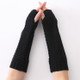 Knitted Wool Fishbone Texture Warm Cuffs Fingerless Arm Sleeves(Black)