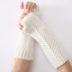 Knitted Wool Fishbone Texture Warm Cuffs Fingerless Arm Sleeves(White)