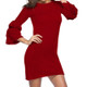 Autumn and Winter Women Hedging Trumpets Sleeve Sweater Dress, Size: S(Wine Red )