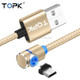 TOPK 2m 2.4A Max USB to Micro USB 90 Degree Elbow Magnetic Charging Cable with LED Indicator(Gold)
