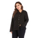 Plus Size Women Pure Color Pullover V-Neck Long Sleeve Blouse (Color:Black Size:XXXL)