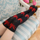 Maple Pattern Sports Knitted Thigh Socks(Black Red Leaves)