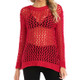 Spring and Summer Women Sexy Hollow Perspective Sweater, Size: M(Red )