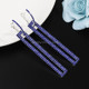 Fashion Long Geometric Drop Earrings Luxury Gold Silver Color Rectangle Rhinestone Earring(Blue)