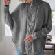 Women Loose Bat Sleeve Turtleneck Knit Sweater (Color:Grey Size:S)