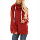 Women Drawstring Hooded Sweatshirt (Color:Wine Red Size:XXL)