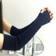 Autumn and Winter Long Thick Warm Cashmere Sleeves Fingerless Fake Sleeves, Size:One Size(Navy)