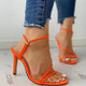 Candy-colored Super High-heeled Strap Sexy Sandals, Size:39(Orange)