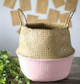 2 PCS Seagrass Knitting Desktop Storage Basket Wicker Flower Pot Folding Basket, Size:20x17x15cm(Pink)