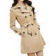 Mid-length Slim Casual Lace-up Trench Windbeaker (Color:Khaki Size:L)