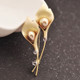 Pearl Brooch Pins With Drilled Leaves(Gold Pearl)