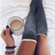 Warm Lace Over The Knee Socks Stack Socks Woman(Dark Grey)