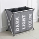Collapsible Three Grid Dirty Clothes Laundry Hamper Organizer Home Storage Basket(Gray)